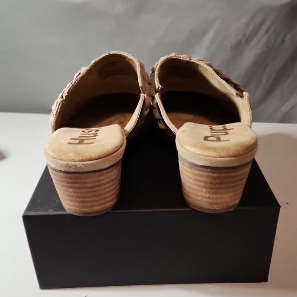 Hush Puppies Tan Suede Mules with Braided Accent - Picture 5 of 9